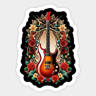 Electric guitar orage tattoo style 22 Sticker